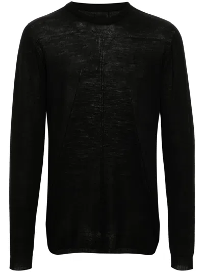 RICK OWENS BLACK BIKER LEVEL VIRGIN-WOOL JUMPER