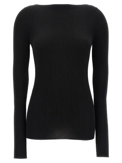 RICK OWENS BLACK BOATNECK SWEATER