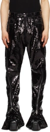 Rick Owens Bolan Banana Zip Embellished Sequin Trousers In Black
