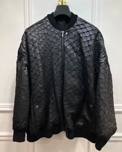 Pre-owned Rick Owens Black Bomber Jacket With Scales- Dmc