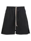 Rick Owens Drawstring Split Cotton Shorts In Black