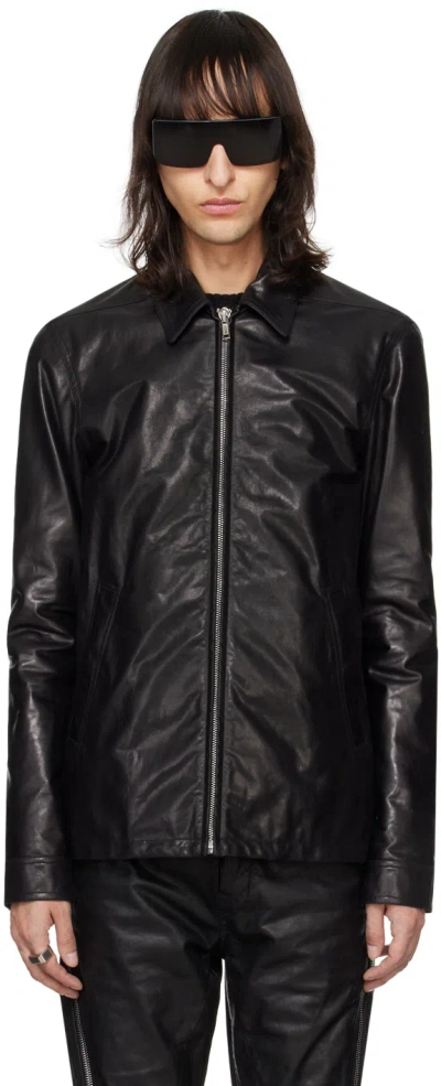 Rick Owens Black Brad Leather Jacket In 09 Black