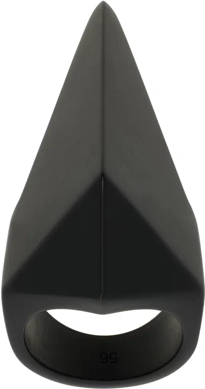 Rick Owens Black Brass Pyramid Ring In 09 Black