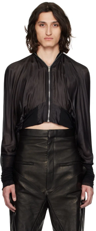 Rick Owens Black Bubble Batwing Flight Bomber Jacket In 09 Black