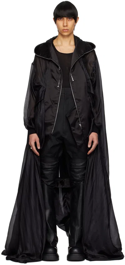 Rick Owens Black Bubble Coat In 09 Black