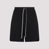 Rick Owens Straight-leg Stretch-cotton Poplin Drawstring Shorts In Black