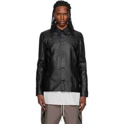 Rick Owens Black Buttoned Brad Leather Jacket