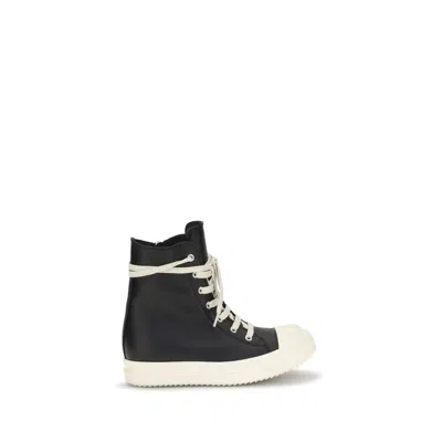 Rick Owens Black Calf Leather Bos Taurus High Top Sneakers