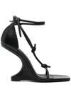 RICK OWENS BLACK CANTILEVER 110 LEATHER SANDALS