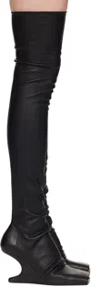 Rick Owens 80mm Cantilever Leather Sock Boots In 09 Black