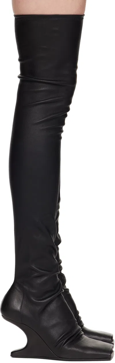 Rick Owens Black Cantilever Tall Boots In 09 Black