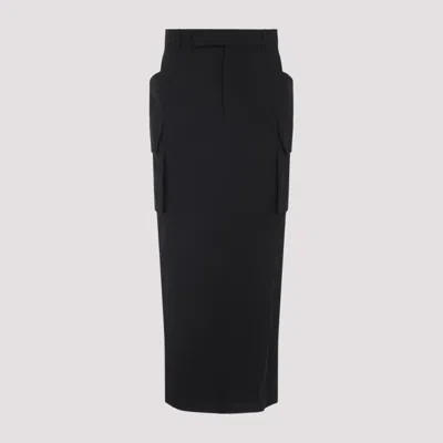 RICK OWENS BLACK CARGO MIDI SKIRT