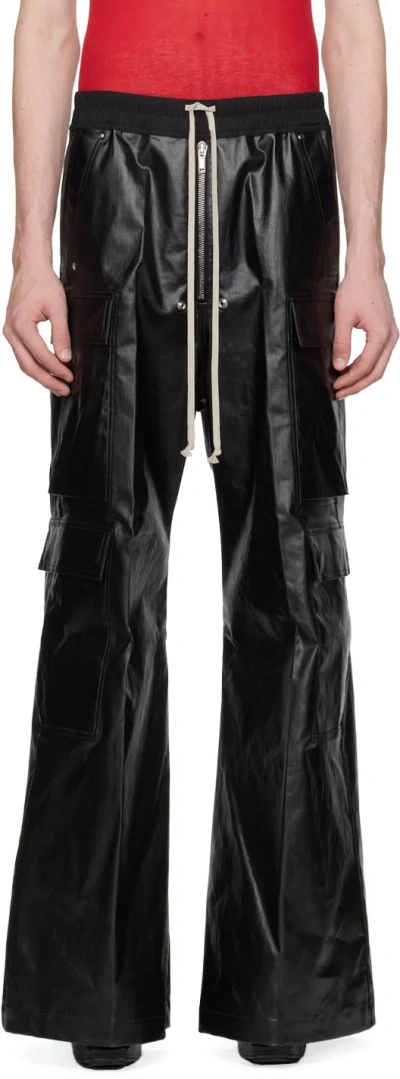 Rick Owens Black Cargobelas Denim Cargo Pants In 09 Black