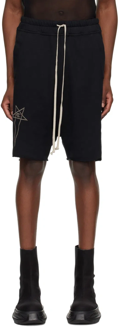 Rick Owens Black Champion Edition Beveled Pods Shorts In 09 Black