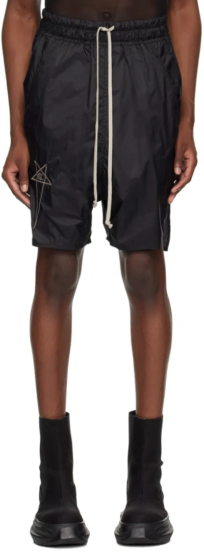 Rick Owens Black Champion Edition Beveled Pods Shorts In 09 Black