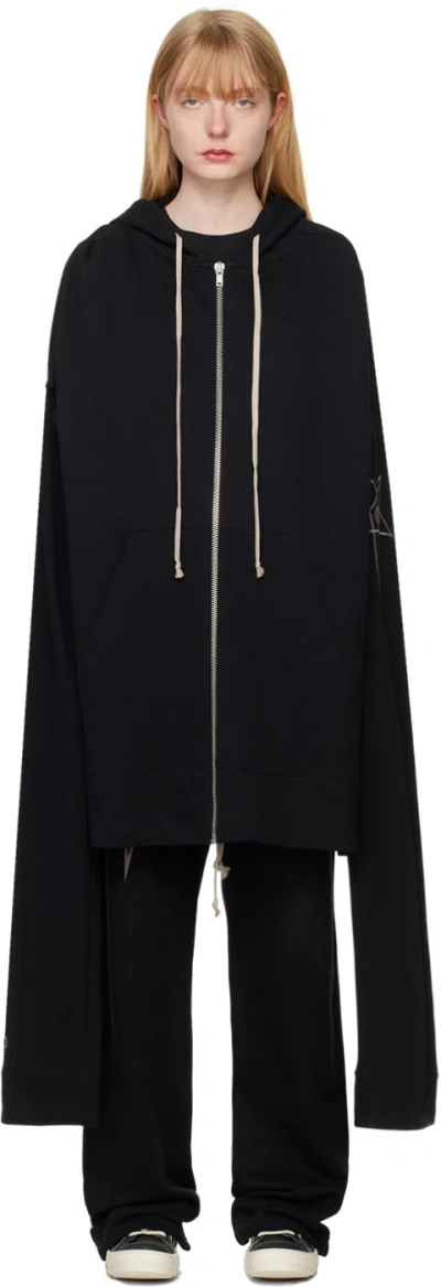 Rick Owens Black Champion Edition Flyproof Hoodie In 09 Black
