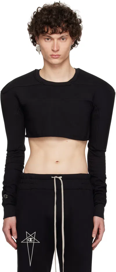 Rick Owens Black Champion Edition Girdered Cropped Harness T-shirt