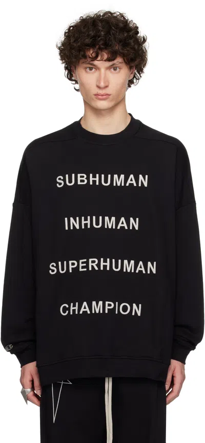 RICK OWENS BLACK CHAMPION EDITION JUMBO SWEATSHIRT