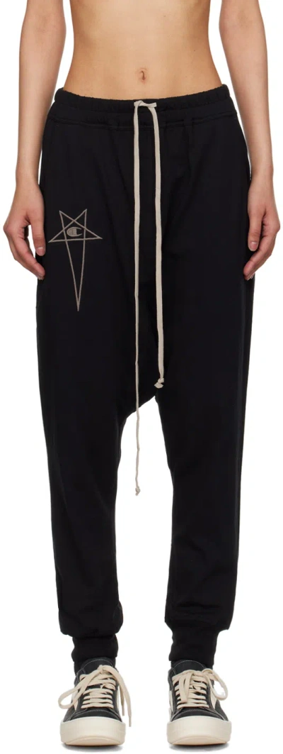 Rick Owens Black Champion Edition Lounge Pants In 09 Black