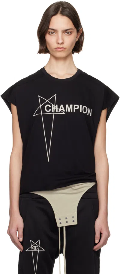 RICK OWENS BLACK CHAMPION EDITION MICRO TATLIN TANK TOP