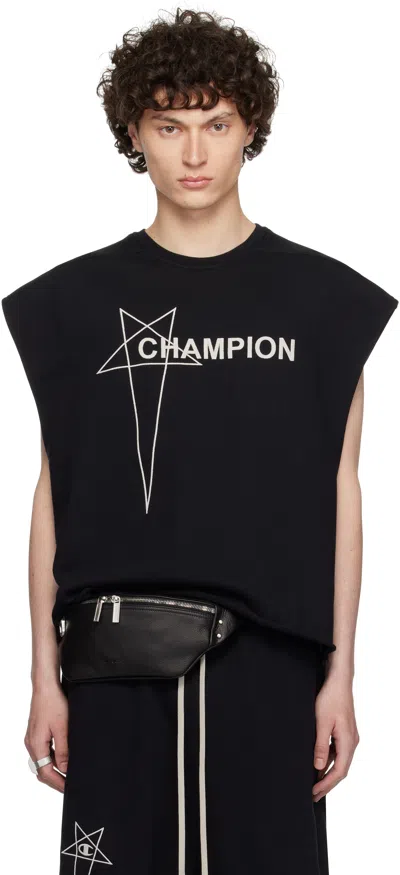 RICK OWENS BLACK CHAMPION EDITION MICRO TATLIN TANK TOP