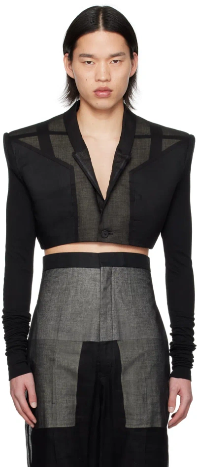Rick Owens Black Cobra Micro Blazer In 09 Black