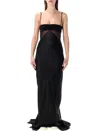 Rick Owens Panelled Satin Midi Slip Dress In Black