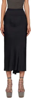 Rick Owens Black Concordians A Line Bias Midi Skirt In Black