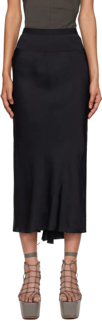 Rick Owens Black Concordians A Line Bias Midi Skirt