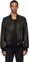 Rick Owens Black Concordians Bauhaus Flight Leather Bomber Jacket In Black
