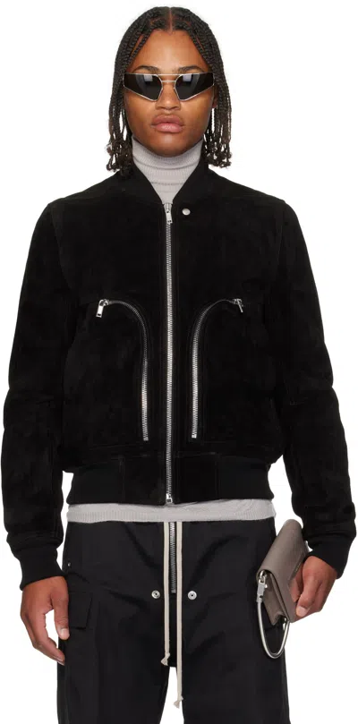 RICK OWENS BLACK CONCORDIANS BAUHAUS SUEDE FLIGHT JACKET