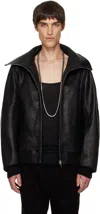 Rick Owens Black Concordians Blixa Dracucollar Leather Jacket In Black