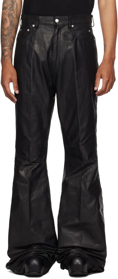 Rick Owens Black Concordians Bolan Bootcut Leather Pants