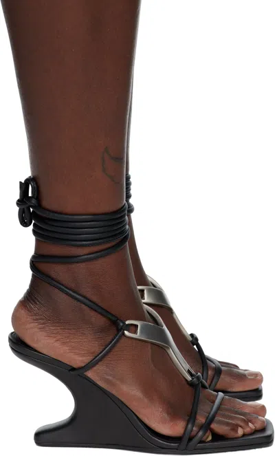 Rick Owens Black Concordians Cantilever 8 Hydra Heeled Sandals In Animal Print