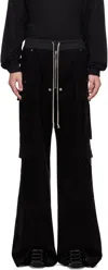 Rick Owens Black Concordians Cargobelas Cargo Pants In Black