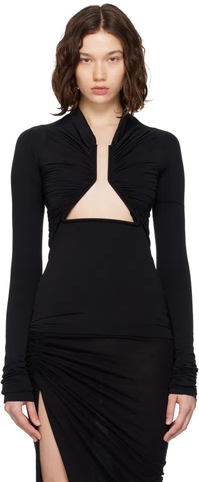 RICK OWENS BLACK CONCORDIANS DOUBLE ALLANAH PRONG TOP