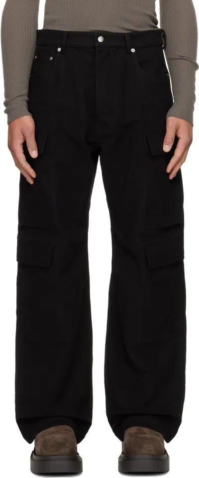 Rick Owens Geth Straight-leg Organic Cotton-blend Canvas Trousers In Black