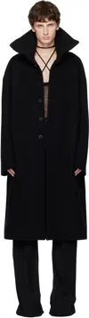 Rick Owens Black Concordians Dracucollar Coat In Black