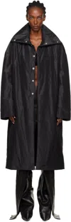 Rick Owens Black Concordians Dracucollar Mac Coat In Black