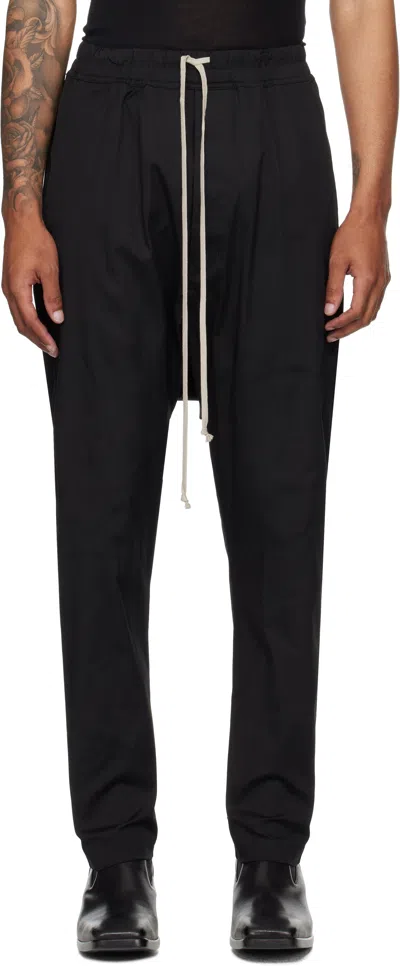 RICK OWENS BLACK CONCORDIANS DRAWSTRING LONG TROUSERS