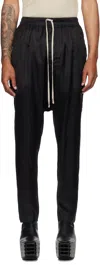 Rick Owens Mens Black Drawstring-waist Relaxed-fit Cotton Trousers