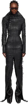 Rick Owens Black Concordians Etna Denim Maxi Dress In Black