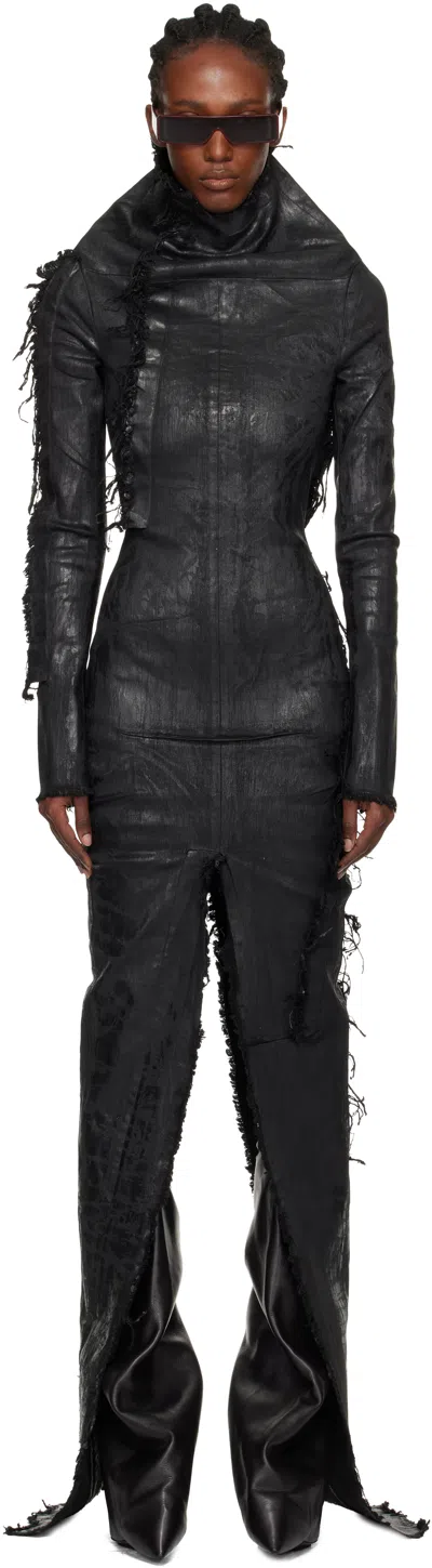 Rick Owens Black Concordians Etna Denim Maxi Dress