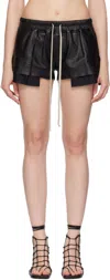 Rick Owens Black Concordians Fog Boxers Leather Shorts