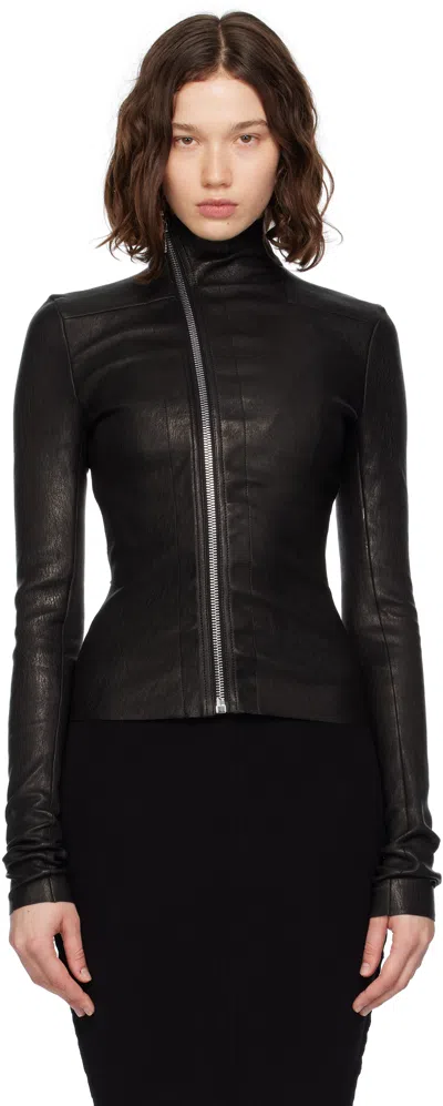 RICK OWENS BLACK CONCORDIANS GARY LEATHER JACKET