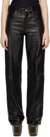 Rick Owens Black Concordians Geth Leather Pants In Black