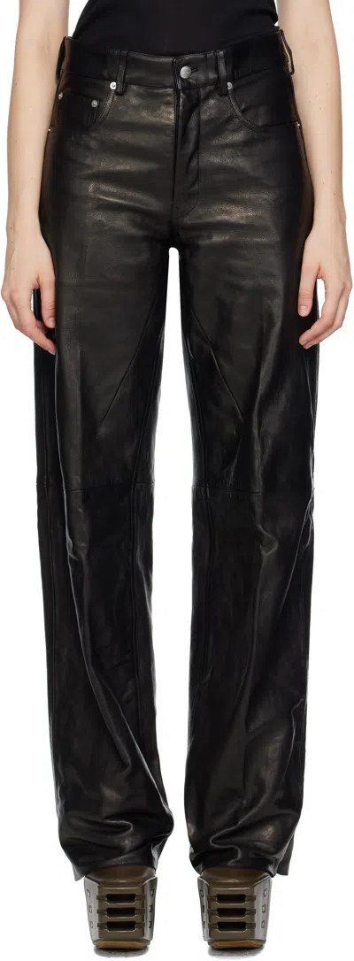 Rick Owens Black Concordians Geth Leather Pants