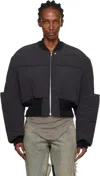 Rick Owens Black Concordians Girdered Cropped Bomber Down Jacket In Black