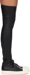 Rick Owens Black Knee-high Sneakers With Platform In Leather In Multi
