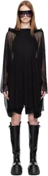 Rick Owens Black Concordians Hooded Tunic Hoodie In Black